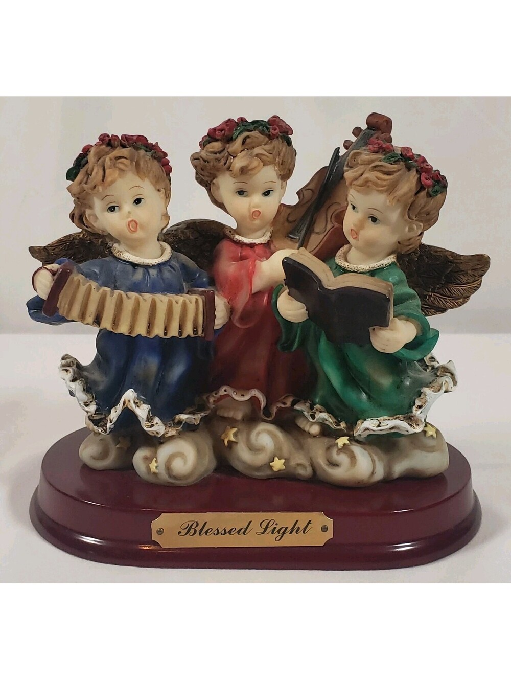 Blessed Light Angel Choir Figurine Violin Accordion Hymnal Christmas Decor 5.5"